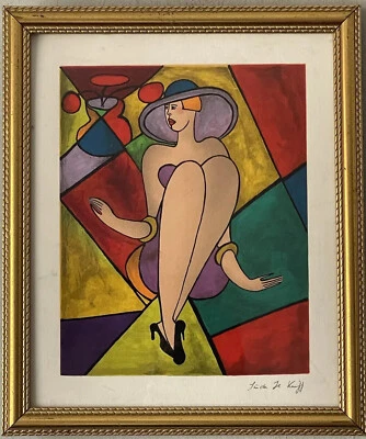 ORIGINAL LINDA LE KINFF VINTAGE MODERN FIGURATIVE LITHOGRAPH FRENCH WOMAN MODEL - Image 1 of 4