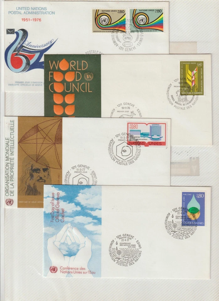 Naciones Unidas Ginebra Sobres Primer Día año 1976-77 (GR-863) - Imagen 1 de 1