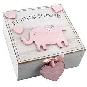 Baby Keepsake Box - MDF - White & Pink - My Special Keepsakes - Picture 1 of 5