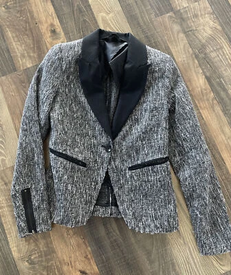 Mossimo Single Breasted Blazer Black /Gray Metallic  Zipper Sleeves Size 4 - Изображение 1 из 4
