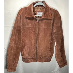 Wilsons Giubbotto Bomber Pelle Scamosciata Marrone Full Zip Uomo Piccolo Marrone Cowboy *leggi - Foto 1 di 18