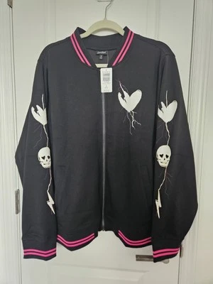 Chaqueta Bomber TORRID NUEVA CON ETIQUETAS Negra Corazón Calavera Cupro TALLA 3x Foto 1 de 4