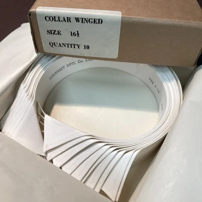 Men’s Linen Winged Collar Size 16.5” Vintage Box Of 10 - Image 1 of 4