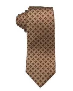 Kiton Napoli $370 Brown Beige Dot Geometric Print 100% Silk Tie 3.25” 8 cm - Picture 1 of 3