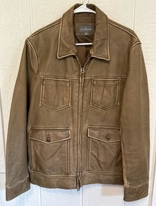 LL Bean Signature Herren Leder Field Trucker Jacke braun Reißverschluss vorne Gr. Medium - Bild 1 von 22