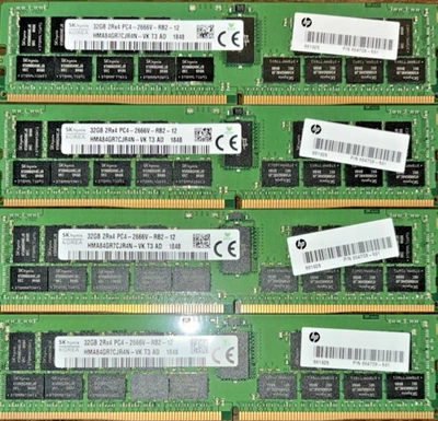 DL380 128GB TOTAL LOT OF 4 X HPE 864708-591 32GB DDR4-2666 HMA84GR7CJR4N-VK - Image 1 of 2