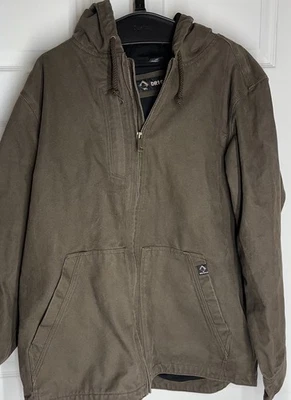 Abrigo Dri Duck Hombre Marrón Lona Cremallera Completa Capucha Ropa de Trabajo Talla XL Foto 1 de 4