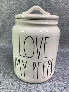 Rae Dunn "LOVE MY PEEPS" Canister Jar With Lid Farmhouse Decor Chickens - Picture 1 of 10