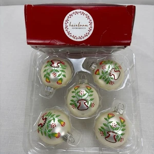 Martha Stewart Glass Christmas Ornaments 5pc Hand Decorated Folk Art Floral - Picture 1 of 6
