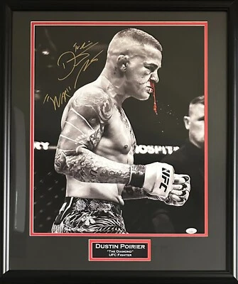 Dustin Poirier signed autographed inscribed framed 16x20 photo UFC JSA - Image 1 of 2