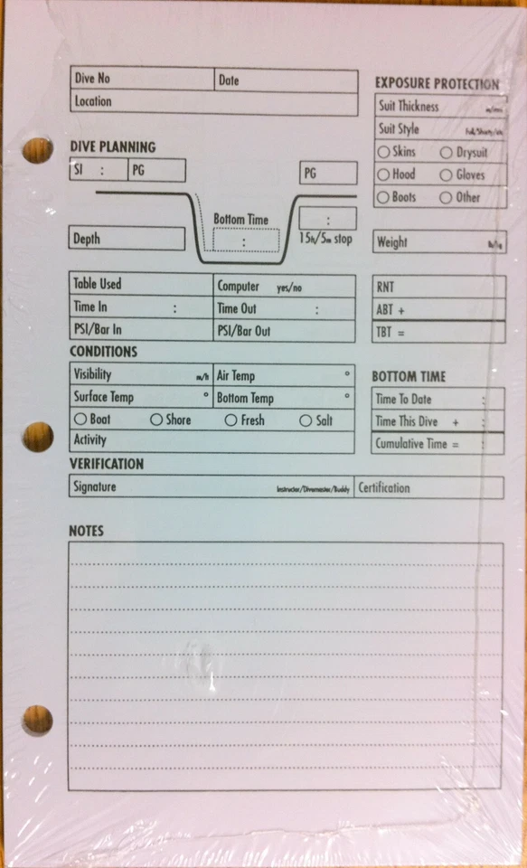 Log Book Binder Replacement Pages 3 Ring Scuba Diving Dive 60 Pages LB0250 - Image 1 of 4