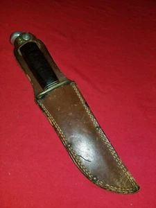Western WWII US Military USN Shark Bowie Knife Brass Guard pat# Leather case - Picture 1 of 24
