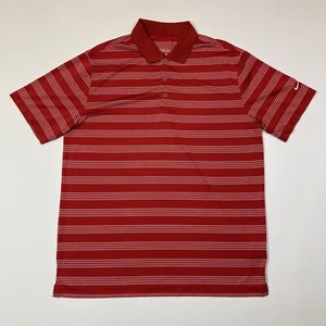 Nike Golf Herren Shirt Größe Large Rot Dri-Fit Polo Kurzarm Gestreift Swoosh - Bild 1 von 12