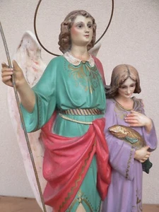 Scultura dell'Arcangelo Raffaele con Tobia (Olot) - Fine '800 / Primi '900 - Foto 1 di 24