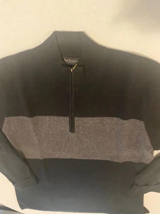 Van Huesen Black And Gray Wool Long Sleeve 1/4 zip up Crew Neck Collar Size XL - Picture 1 of 6