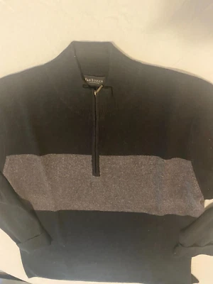 Van Huesen Black And Gray Wool Long Sleeve 1/4 zip up Crew Neck Collar Size XL - Image 1 of 4