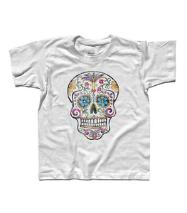 T-Shirt Bambino Teschio Messicano Antichizzato Mexican Skull Tattoo Old School - Picture 1 of 3
