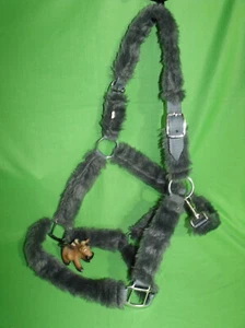 Large Full Grey Fluffy Headcollar Adjustable - Picture 1 of 18