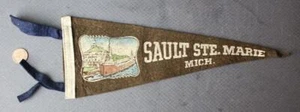 1940-50s Era Sault Ste Marie Michigan ships / barges / freighters pennant COOL - - Picture 1 of 1