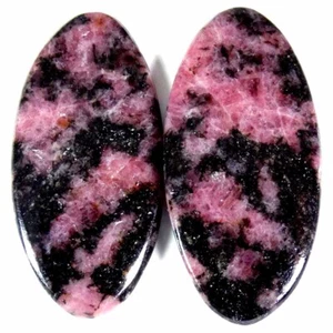 47.60Cts. 16X34X4mm. 100% Natural Rhodonite Oval Cab Matched Pair Loose Gemstone - Picture 1 of 5