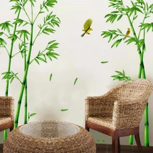 Living Room Wall Sticker Office Chinese Style Green Bamboo Forest PVC Home Decor - Picture 1 of 10