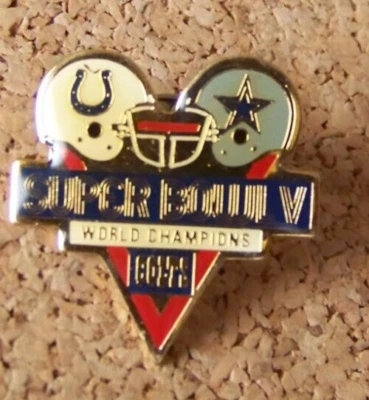 Super Bowl V 5 Champions Baltimore Colts Dallas Cowboys small pin - Image 1 of 4