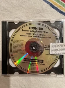 TOSHIBA RECOVERY & APPLICATIONS/DRIVERS SATELLITE A210/A215 SERIES WINDOWS VISTA - Picture 1 of 5