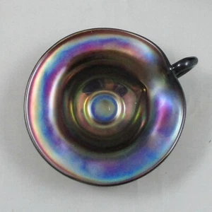 NORTHWOOD GRAPE & CABLE AMETHYST CARNIVAL GLASS WHIMSY NAPPY PIN DISH ROUND - Picture 1 of 4