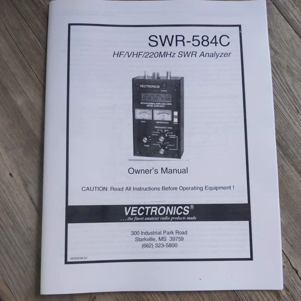Vectronics SWR-584C HF/VHF/220 MHZ SWR Analyzer Manual - Image 1 of 1