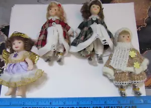 Vintage Bisque Ceramic Dolls 5.5 in. x 3 in. Set of four still in wrapping - Picture 1 of 5