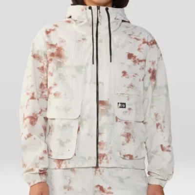 NUEVA Chaqueta cortavientos Mountain Hardwear Stryder tostada cremallera completa con capucha para mujer M Foto 1 de 4