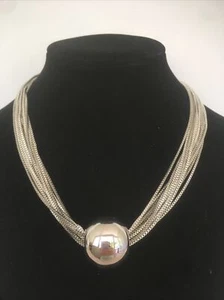 Statement Kette silberfarbene Damenkette Modeschmuck Halskette kurz Collier - Bild 1 von 5