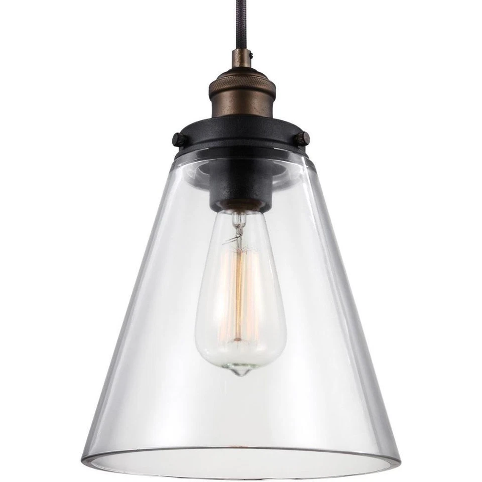 Feiss Baskin 1 Light 9 inch Pendant, Painted Aged Brass, P1347PAGB/DWZ - Image 1 of 1