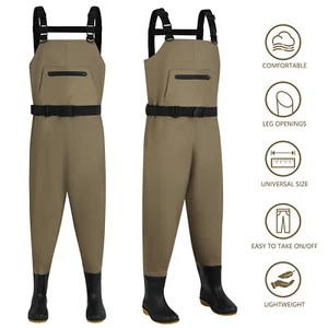 Durable Nylon Tassel Chest Waders w/Boots Waterproof  Fly Fishing Hunting Wader  - Picture 1 of 44