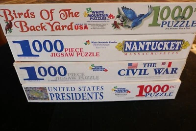 LOT OF 4 WHITE MOUNTAIN 1000 pc puzzles BIRDS OF THE BACKYARD / NANTUCKET & MORE - Image 1 of 4