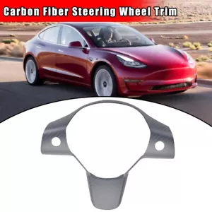 Lenkrad Verkleidung Abdeckung passend für Tesla Model 3/Y 17-23 Echt Kohlefaser - Bild 1 von 7