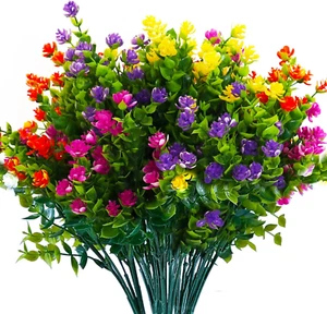 16 Bundles Artificial Flowers for Outdoors, Plastic Flowers, UV Resistant Fake P - Picture 1 of 8
