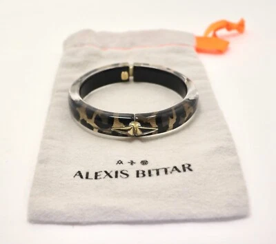 PULSERA BRAZALETE ALEXIS BITTAR ANIMAL PRINT LUCITE ORO Y NEGRO Foto 1 de 4
