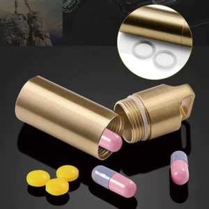 Waterproof Pill Box Case Holder Container Metal Capsule Tool Keychain S ~ - Picture 1 of 9