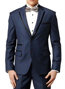 Men Blue Suit Stylish Tuxedo Designer Grooms Wedding Dinner Suits (Coat+Pants) - Picture 1 of 2