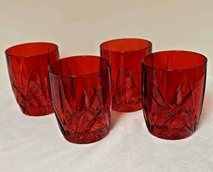 Set of 4 Waterford Crystal Marquis Brookside Red Double Old-fashioned Glasses - Picture 1 of 6