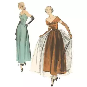 40's Sewing Pattern: Evening Dress with Pointed Bodice - Bust=34” (86cm) - Picture 1 of 1