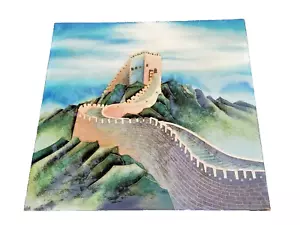 Vintage Great Wall Of China Scene Cloisonné Enamel Large Wall Plaque - Picture 1 of 11