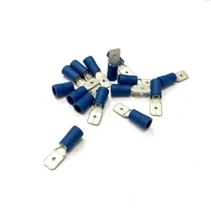 Blue 6.3mm Male Spade Connectors - Pre-Insulated Lucar Push-On Terminals - Picture 1 of 1