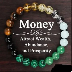 Pulsera elástica piedra ojo de tigre natural riqueza prosperidad malaquita hecha a mano - Imagen 1 de 4