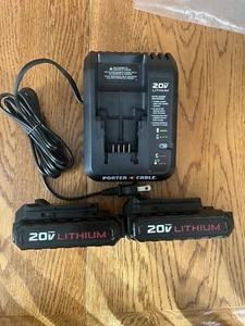 2 New Genuine PORTER CABLE PCC681L 20V Max Lith -Ion Batteries&1 Genuine Charger - Picture 1 of 3