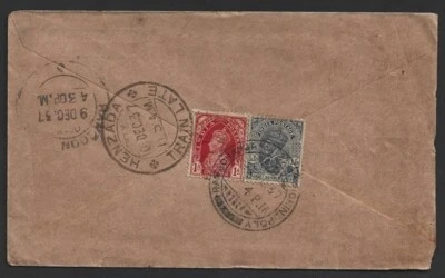 Birmania HENZADA TRAIN LATE dc en 1937 cubierta de la India Foto 1 de 2