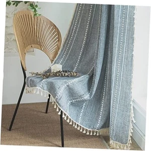 Boho Curtains 84 Inches Long for Bedroom Living 52"W x 84"L (Pack of 1) Blue - Picture 1 of 7