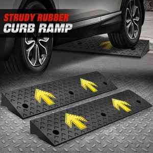 Cars/Motorcycles/Wheelchair 3" Rise Rubber Arrow Loading Threshold Curb Ramp 2Pc - Picture 1 of 6