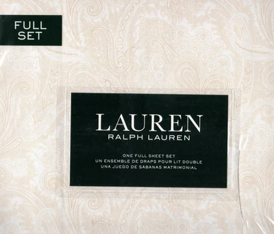 Ralph Lauren Full Sheet Set Aaron Paisley Champagne 4pc Shabby Farmhouse Cottage - Image 1 of 3